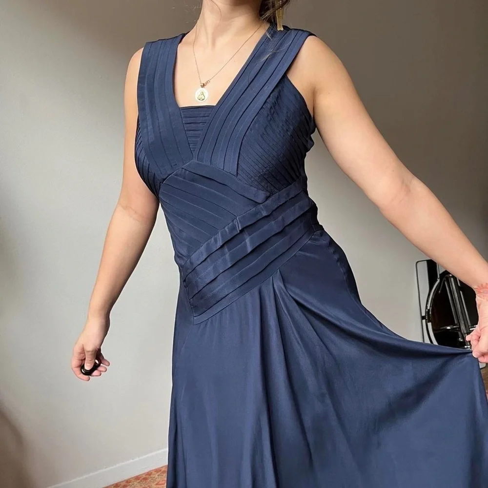 Nanette Lepore navy silky midi dress - Picture 2 of 4